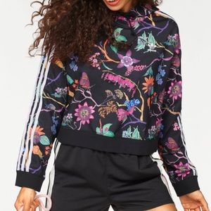 Adidas Poisonous Garden Flower Cropped Hoodie Sweatshirt Gym Workout Outfit M